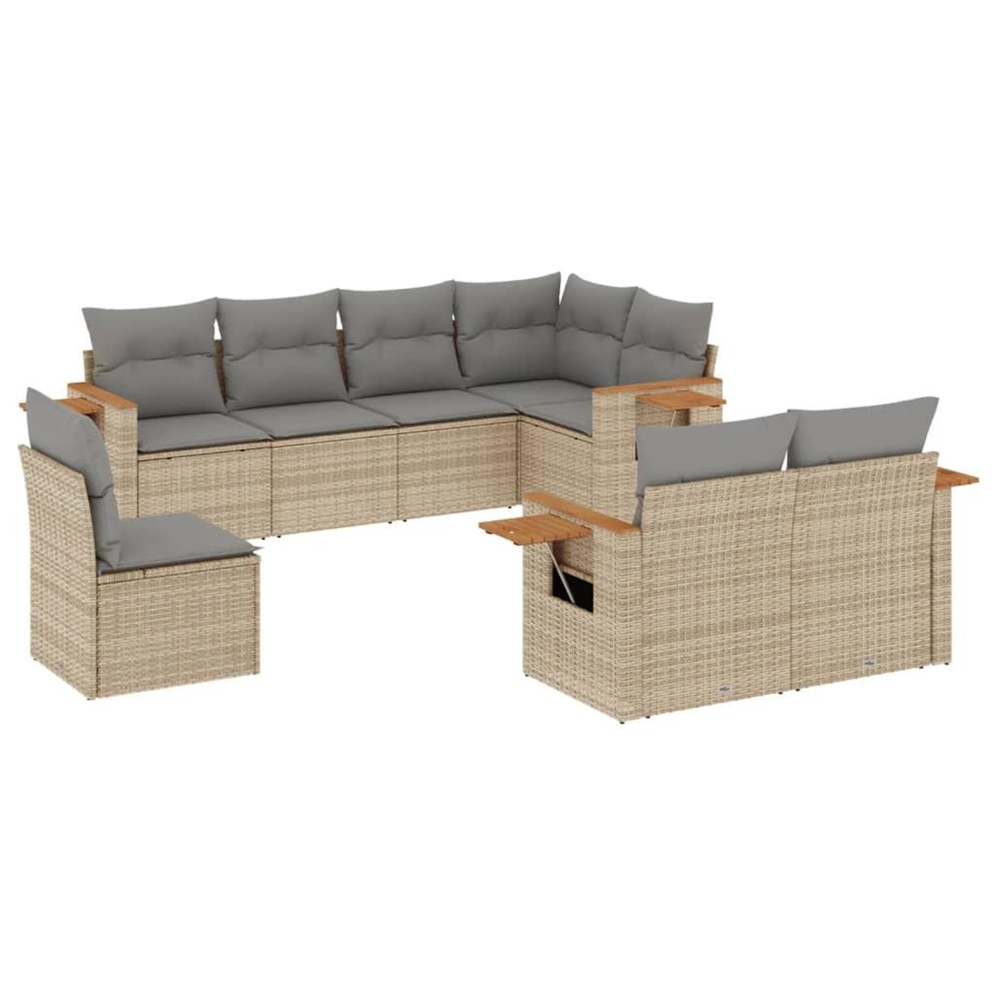 Voir la diapositive 2 : VIDAXL Salon de jardin avec coussins 8 pcs beige resine tressee