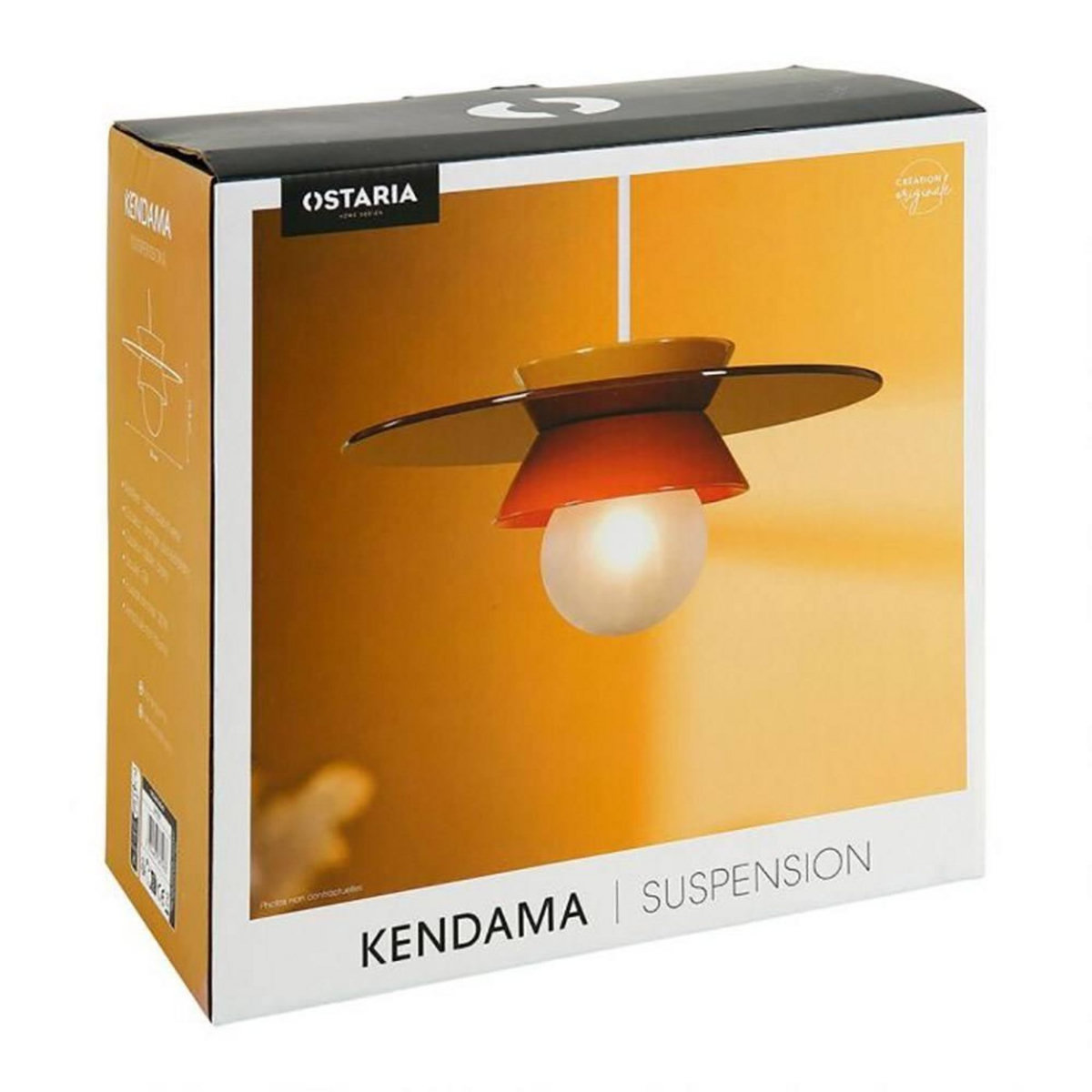 OSTARIA Suspension céramique Kendama orange D26