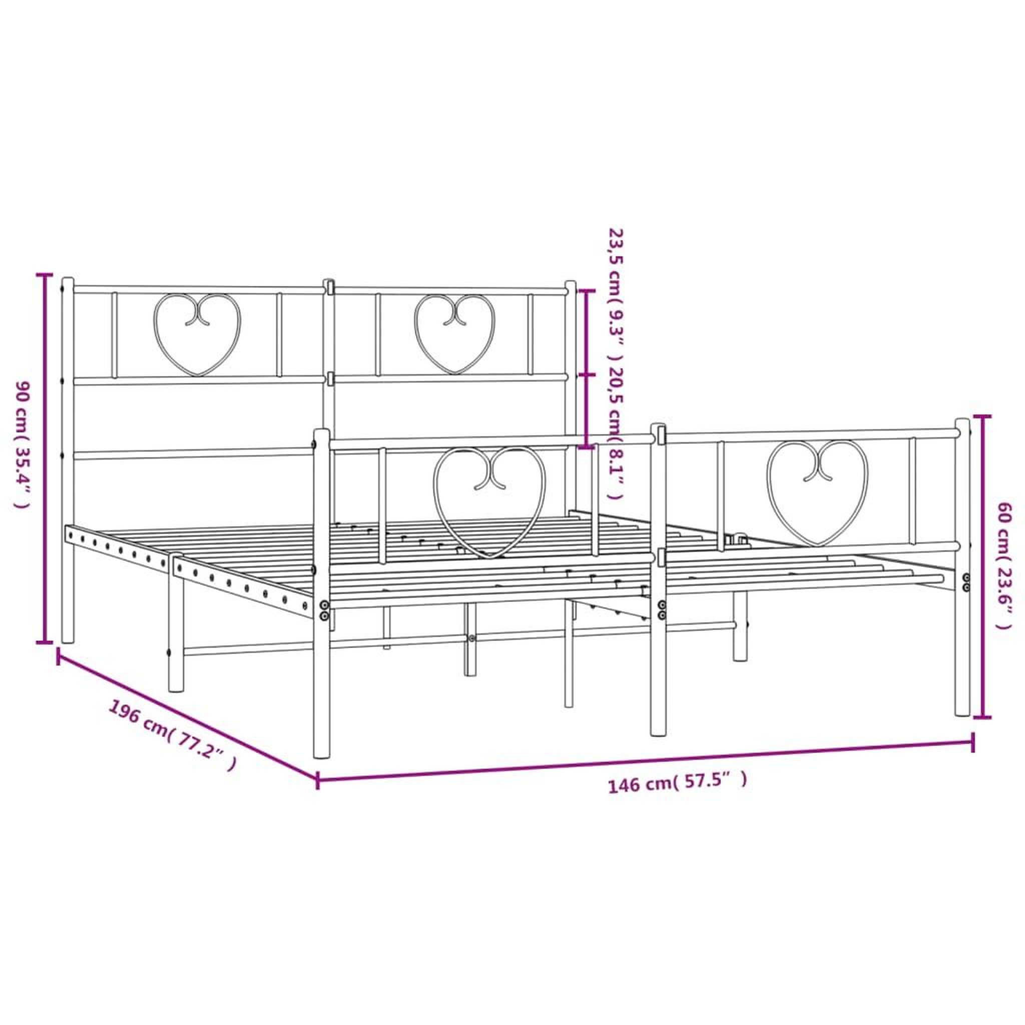 Voir la diapositive 6 : VIDAXL Cadre de lit metal sans matelas et pied de lit blanc 140x190 cm