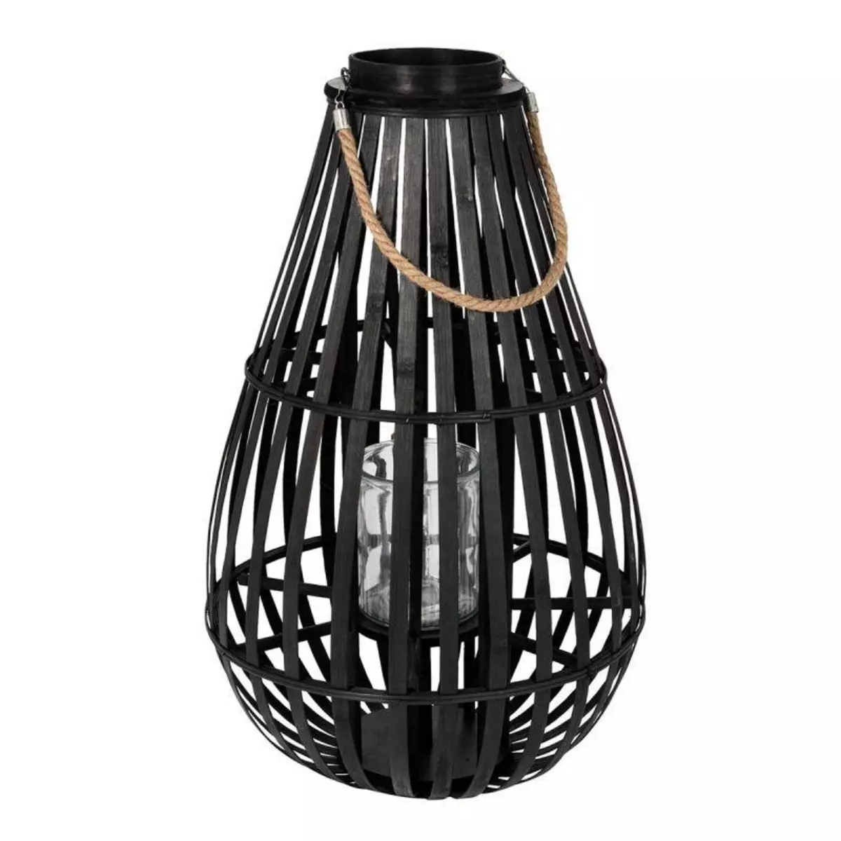 Paris Prix Lanterne Déco en Bambou  Goutte  70cm Noir