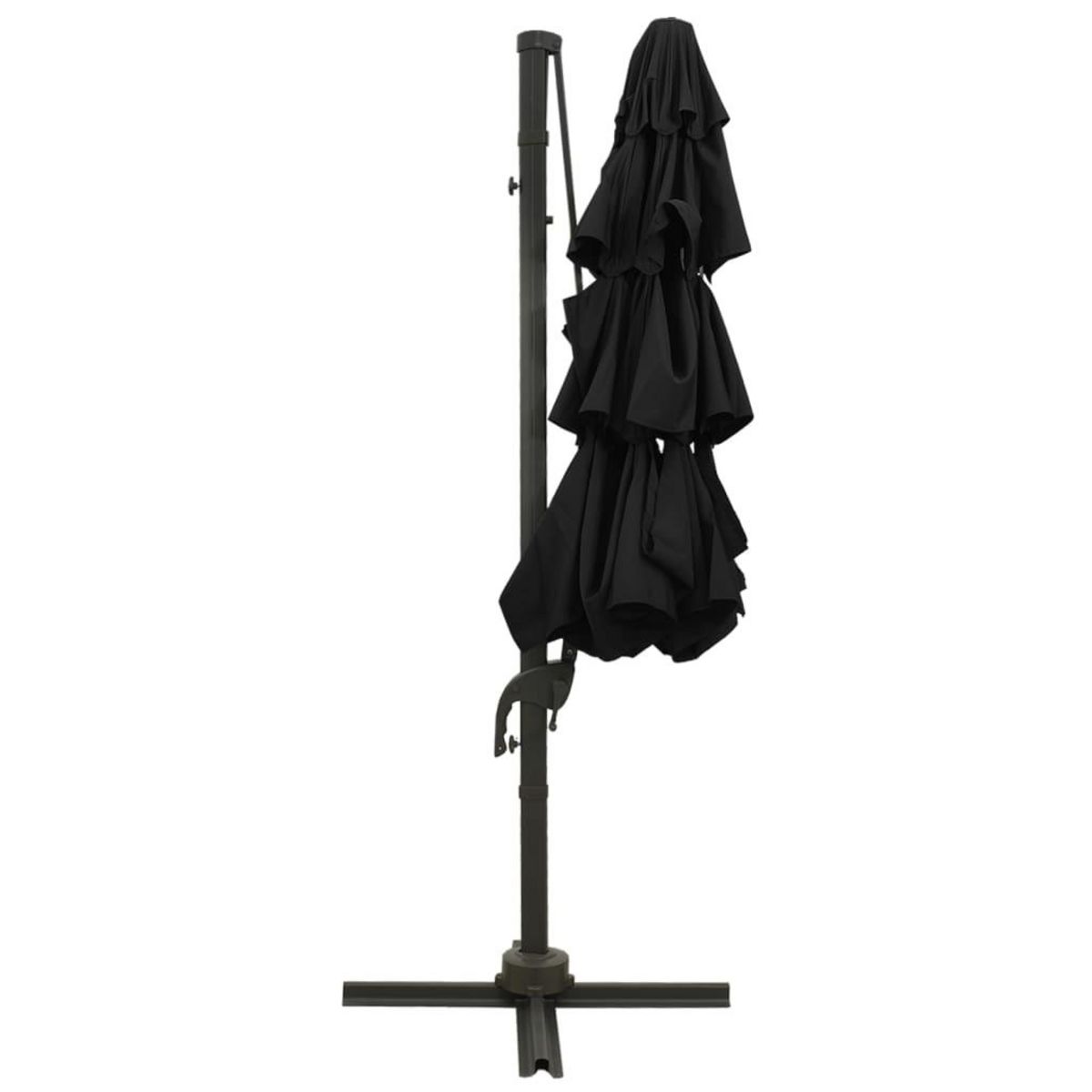 VIDAXL Parasol de jardin a 4 niveaux avec mat en aluminium noir 3x3 m