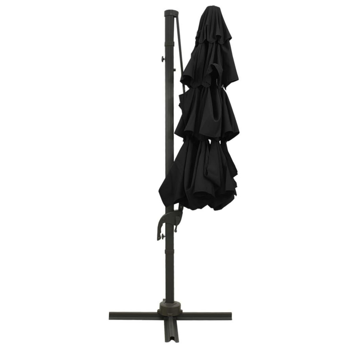 VIDAXL Parasol de jardin a 4 niveaux avec mat en aluminium noir 3x3 m