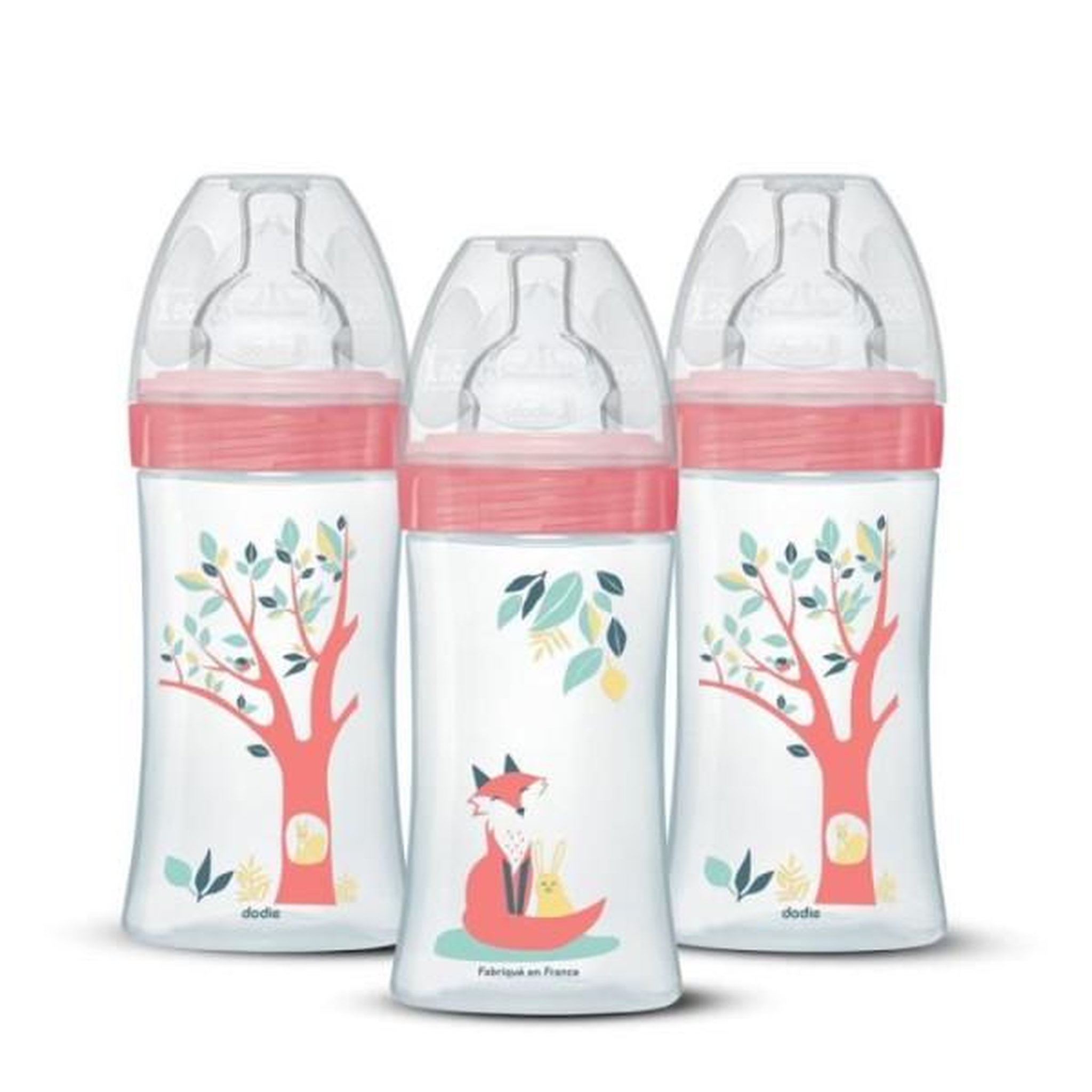 Voir la diapositive 1 : DODIE Lot de 3 biberons - DODIE - EB20 - 270 ml - Tétine plate - Rose