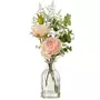 Paris Prix Bouquet de Fleurs Artificielles  Roses  33cm Vert & Rose