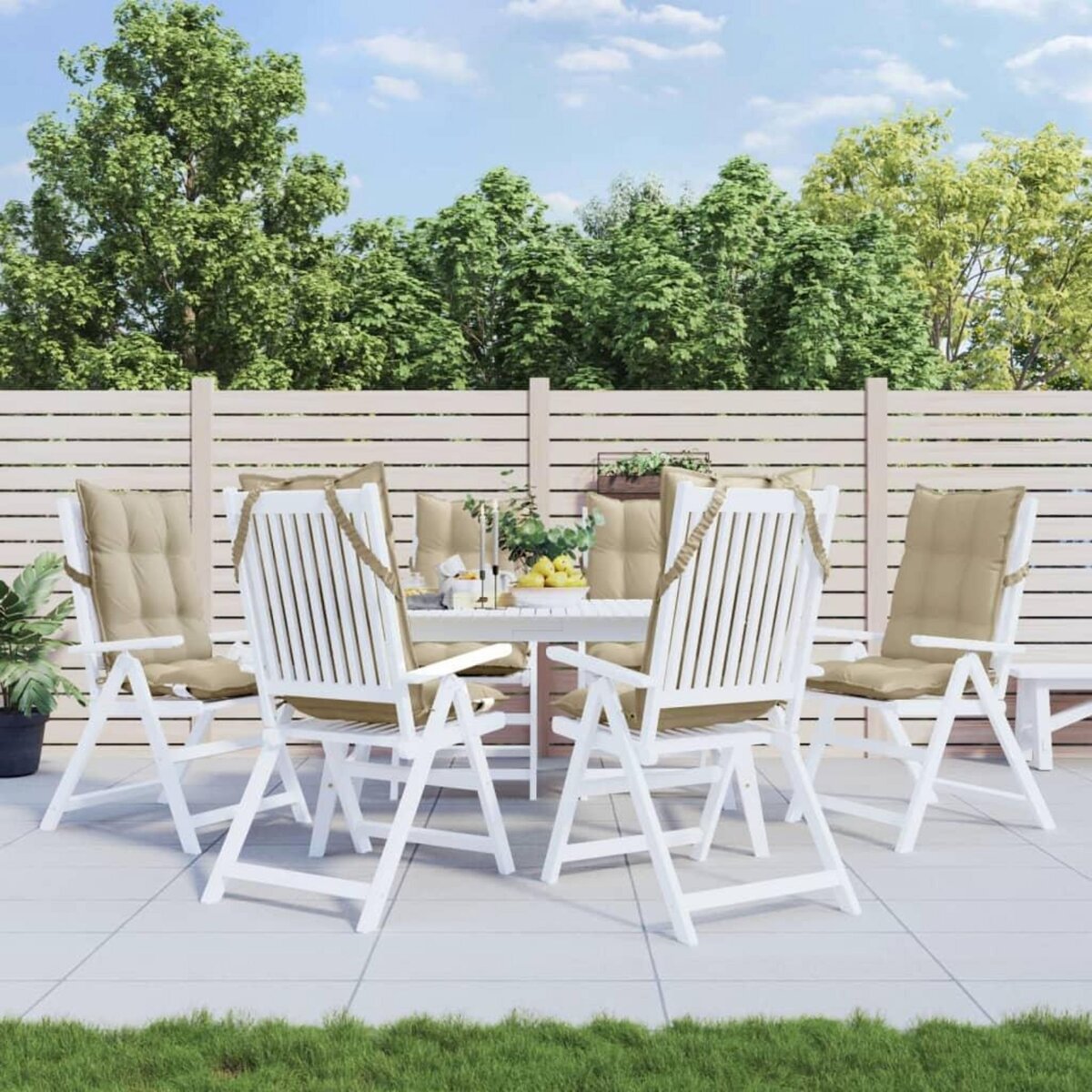 VIDAXL Coussins de chaise a dossier haut lot de 6 beige tissu oxford