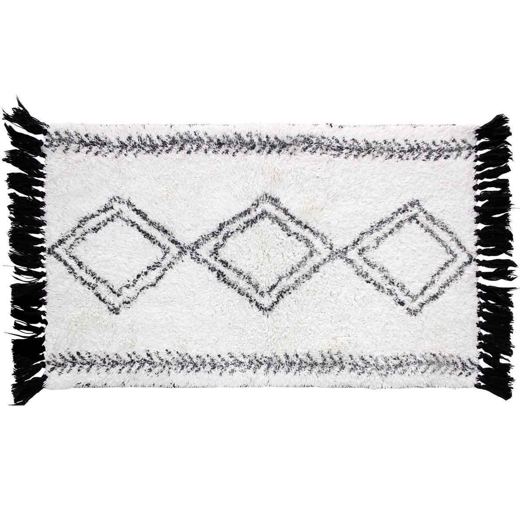 Douceur d'Intérieur Tapis de bain à franges  freya  50x80cm blanc