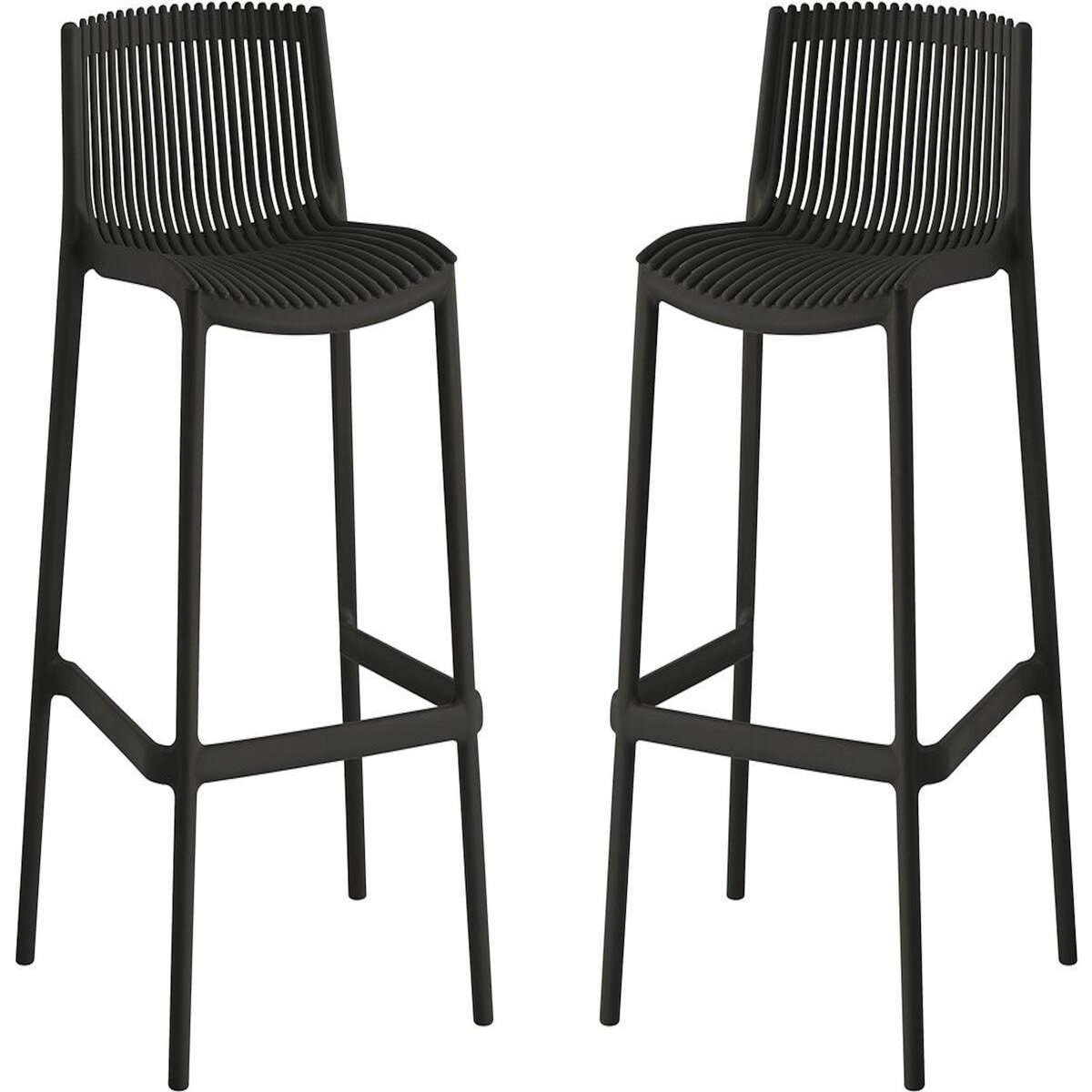 Habitat et Jardin Lot de 2 chaises hautes empilables en plastique  Néora  - Noir