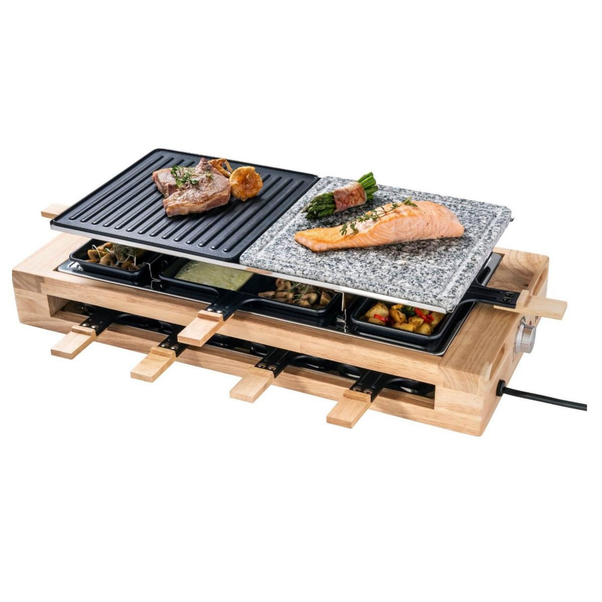 Bestron Appareil à raclette 8personnes 1500w + perre à griller - ARG300BW