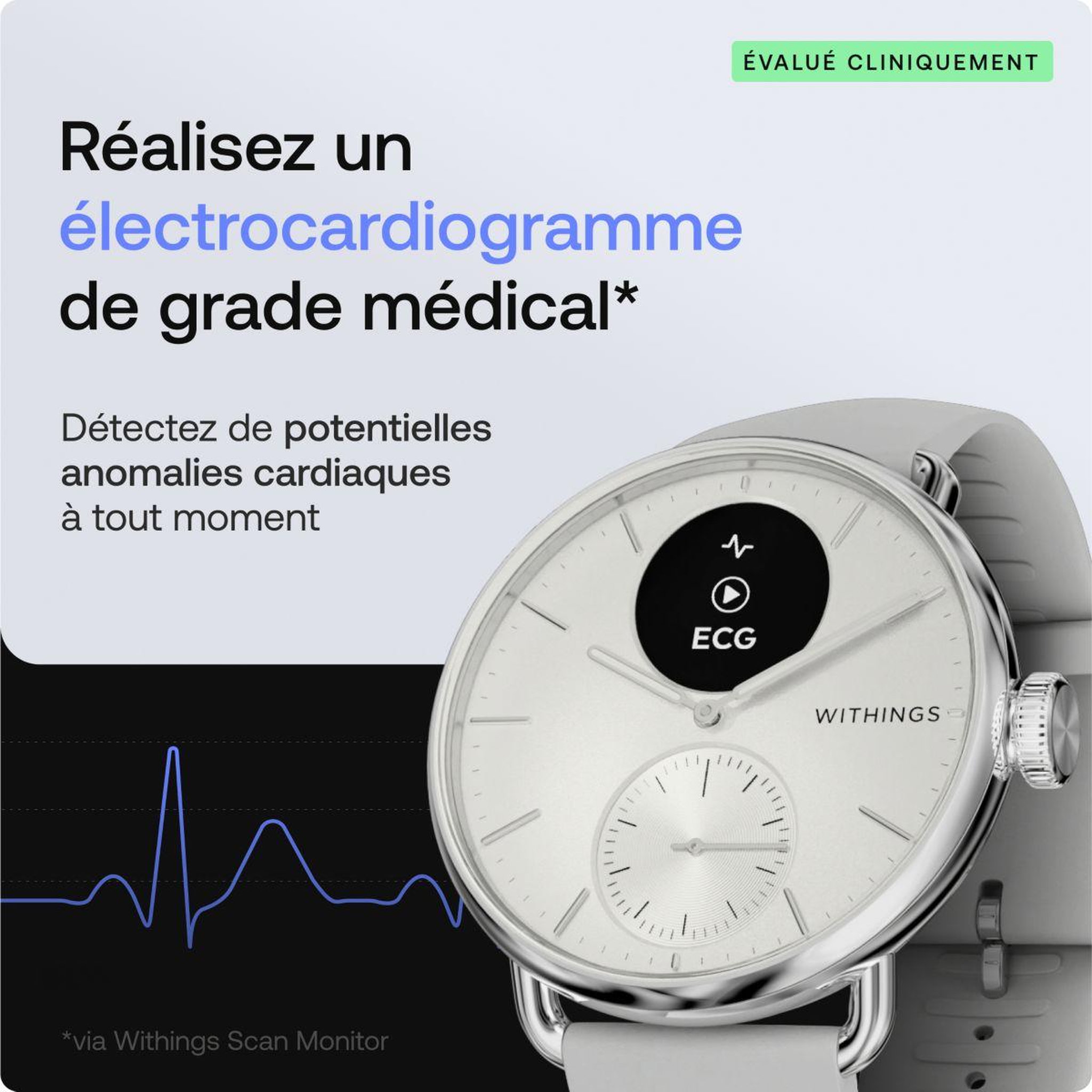 Voir la diapositive 2 : WITHINGS Montre santé Scanwatch 2 - 38mm Blanche