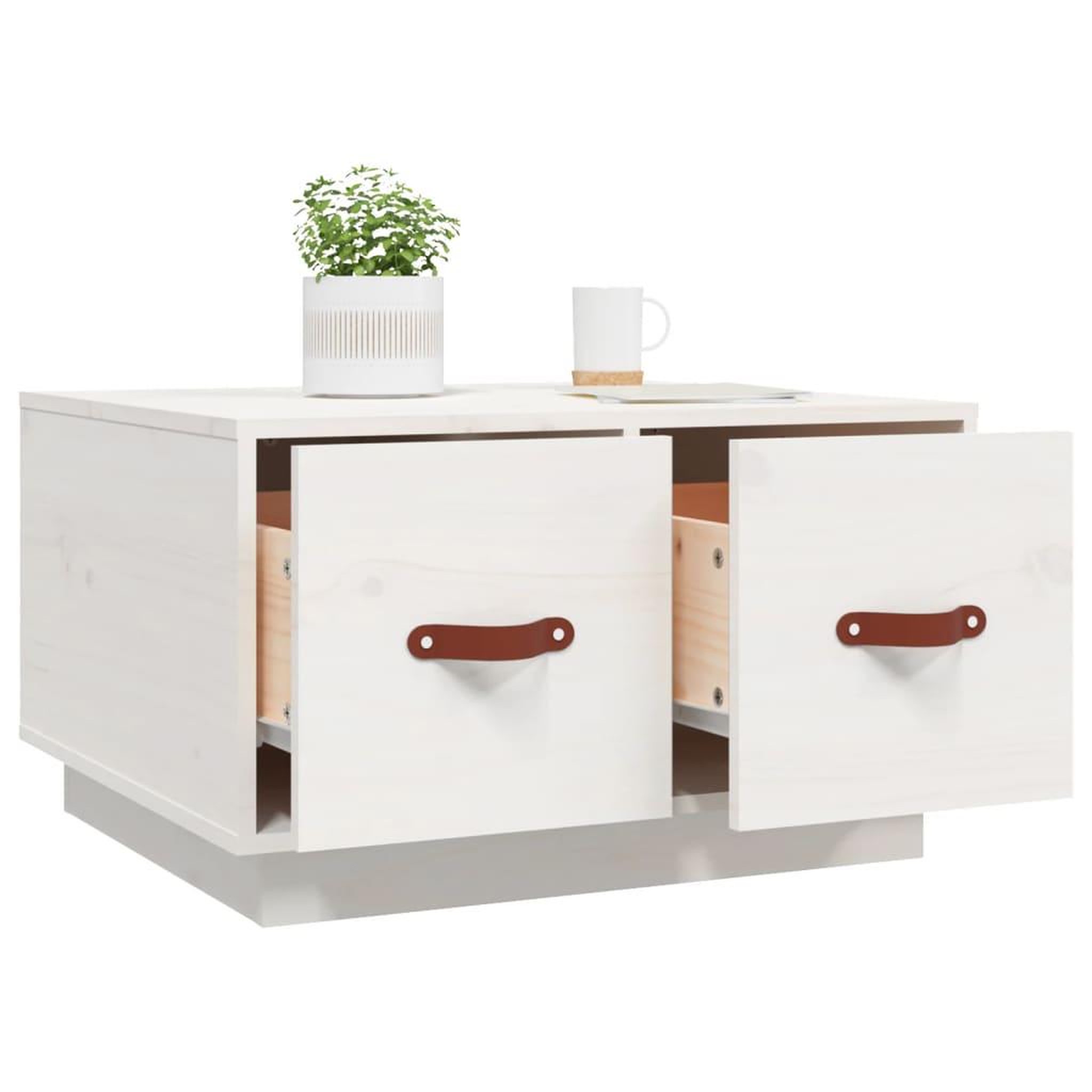 Voir la diapositive 5 : VIDAXL Table basse Blanc 60x53x35 cm Bois massif de pin