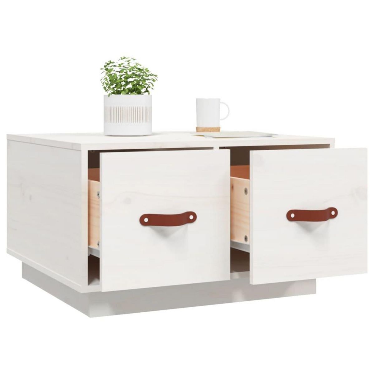 VIDAXL Table basse Blanc 60x53x35 cm Bois massif de pin