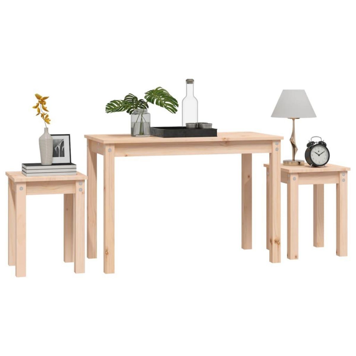 VIDAXL Tables gigognes 3 pcs Bois de pin massif