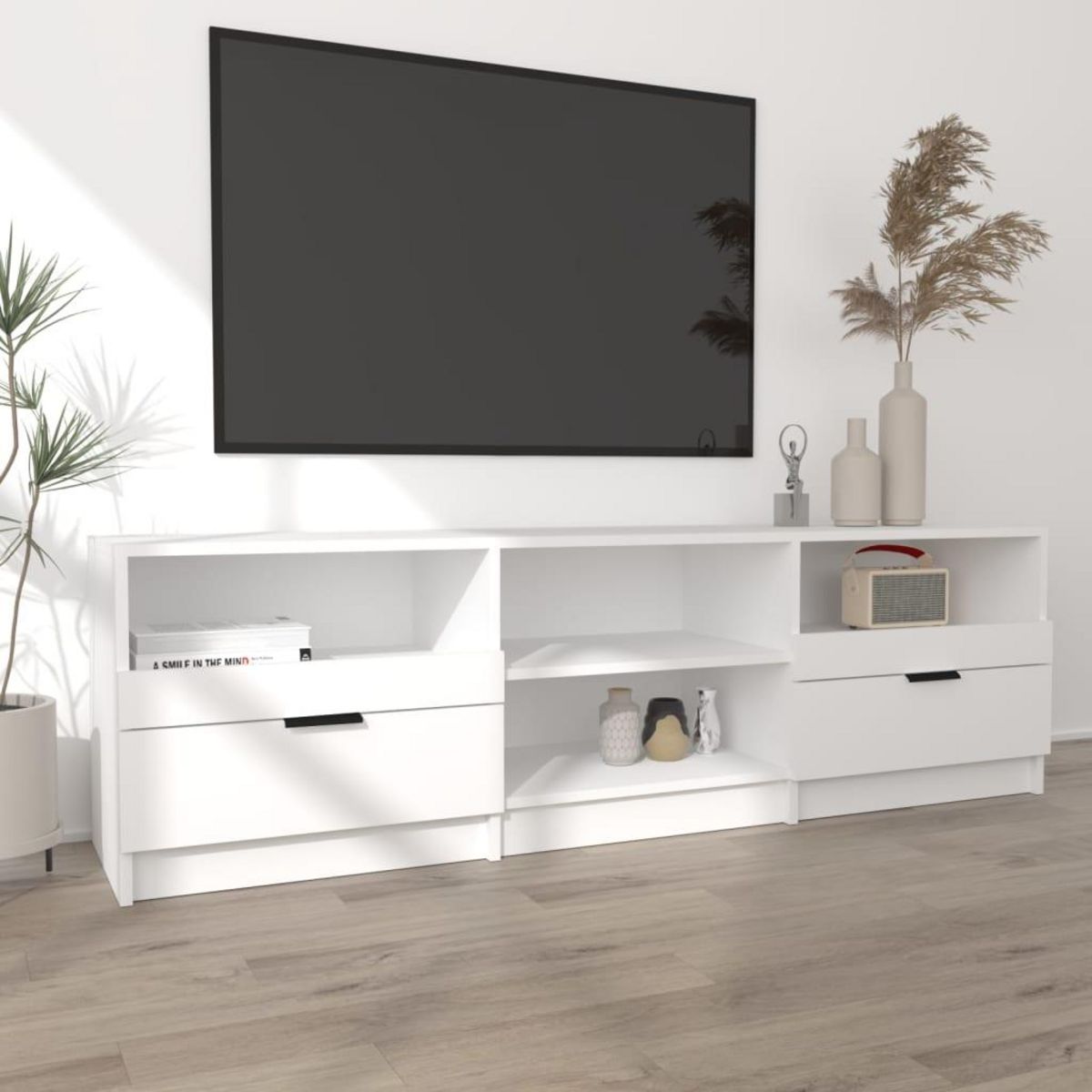 VIDAXL Meuble TV Blanc 150x33,5x45 cm Bois d'ingenierie