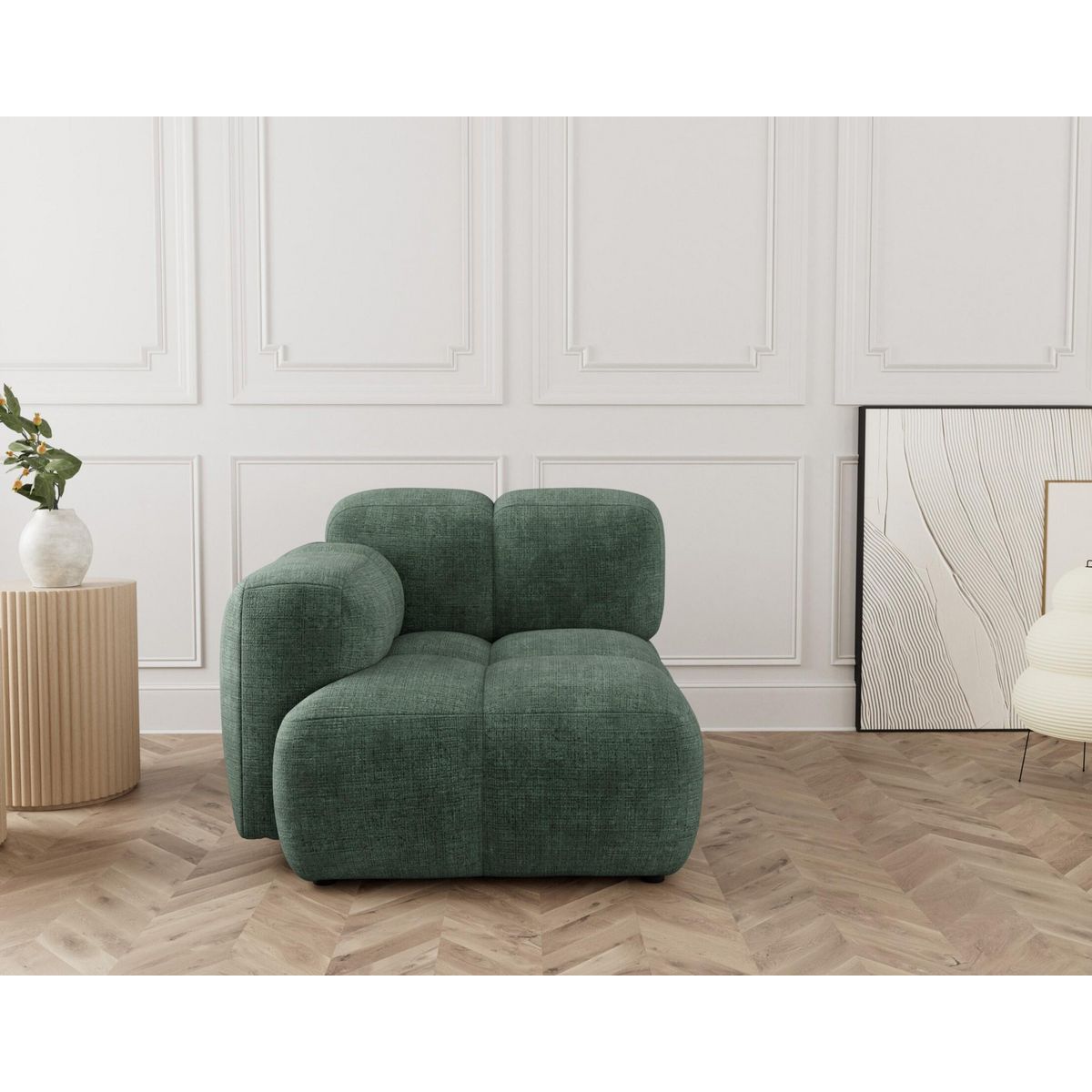 LISA DESIGN Grace - module d'assise gauche en velours texturé