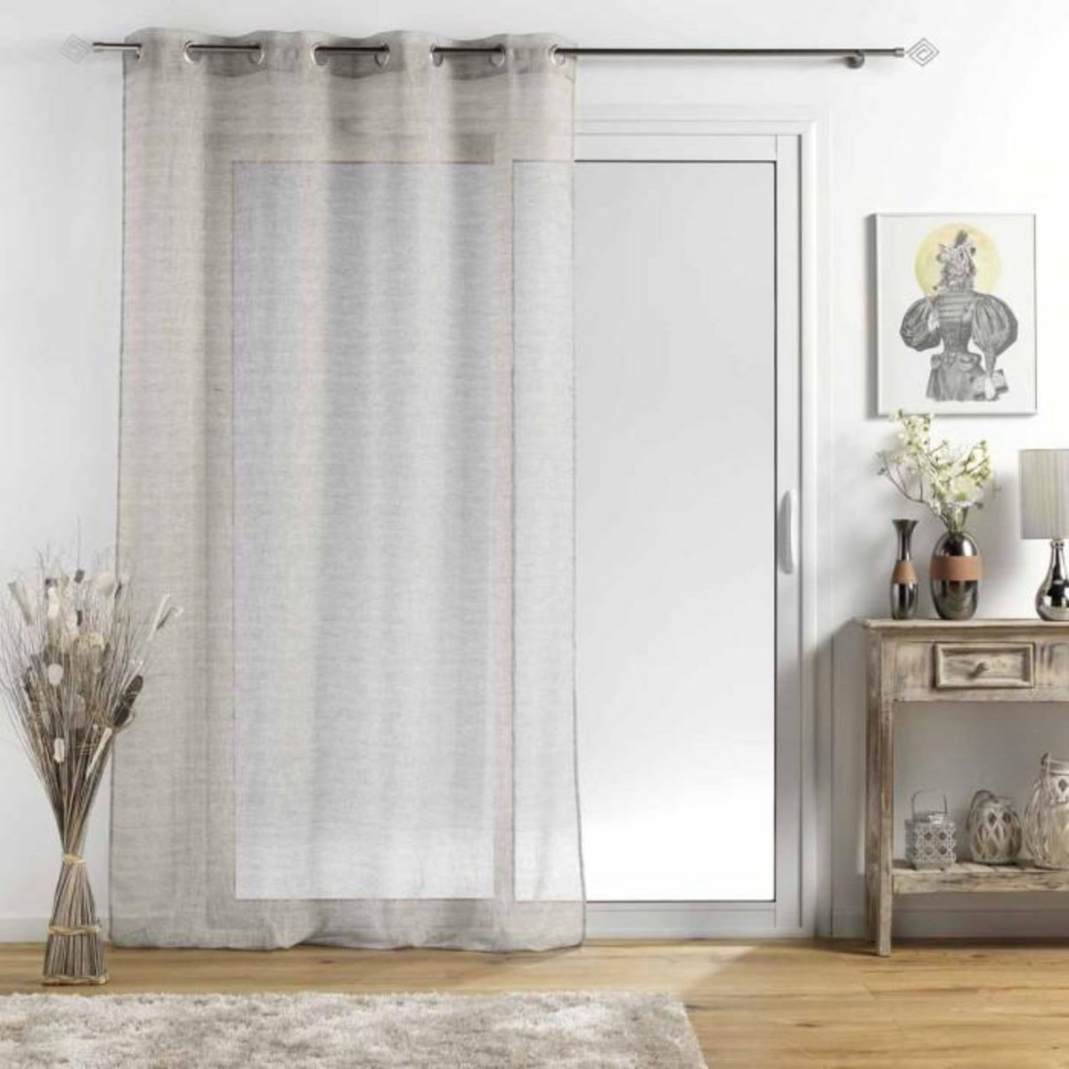 Paris Prix Rideau Voilage à Œillets  Sunline  140x240cm Anthracite & Or