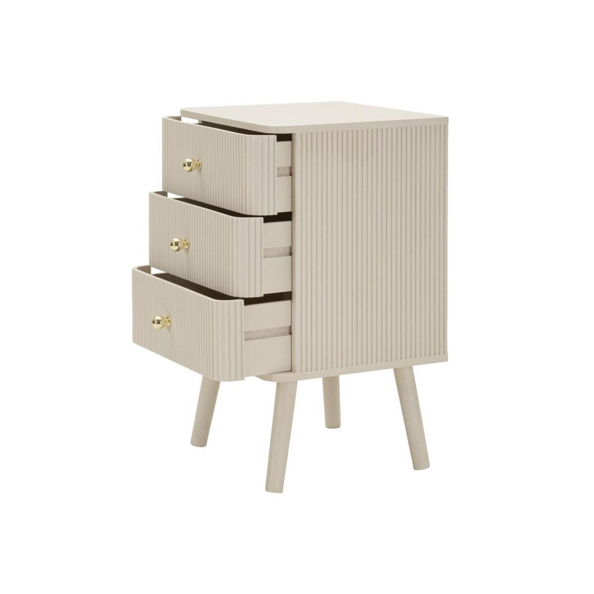 Voir la diapositive 3 : Paris Prix Table de chevet 3 tiroirs  shy  61cm blanc