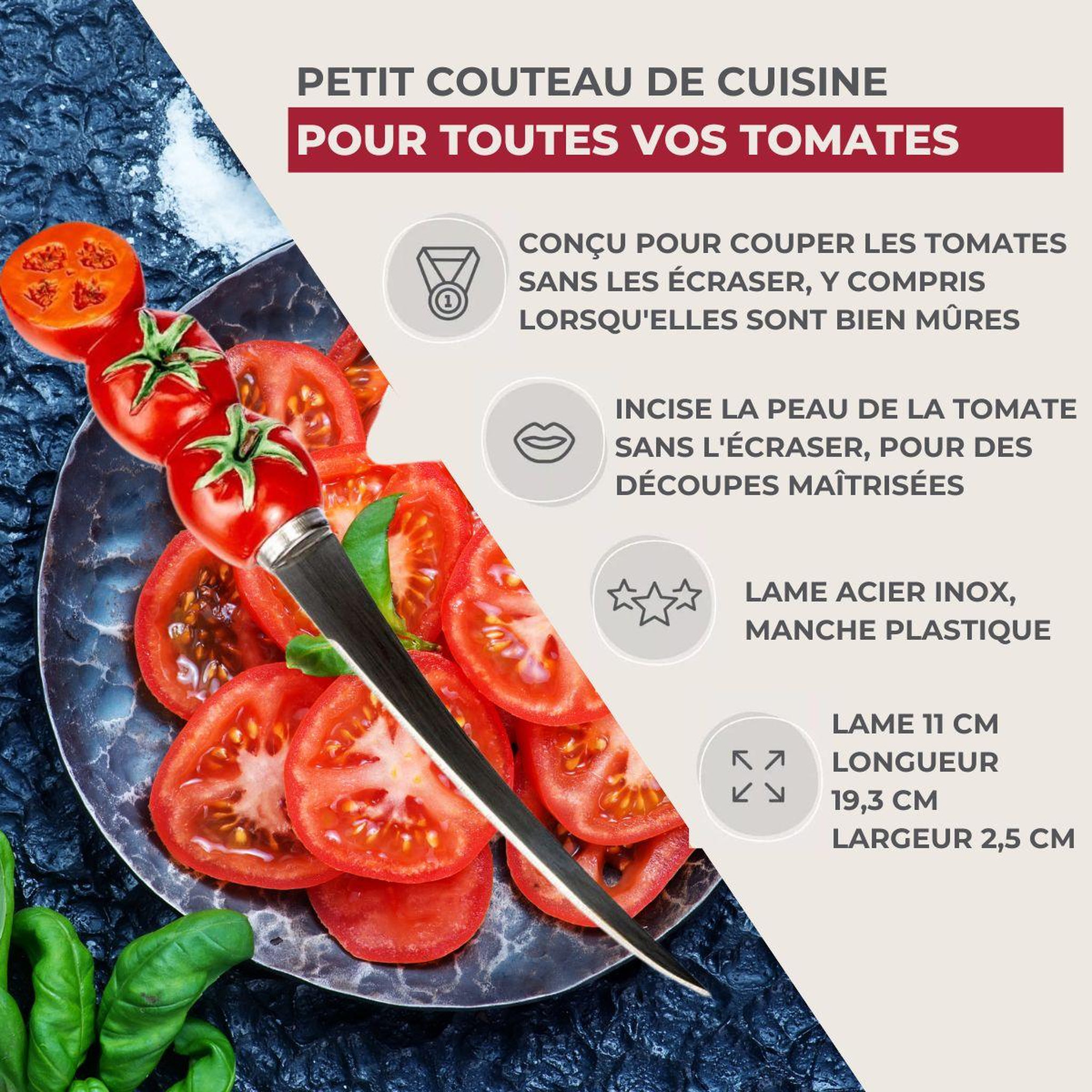 Voir la diapositive 3 : Fackelmann Couteau à tomates lame crantée 11 cm Fackelmann