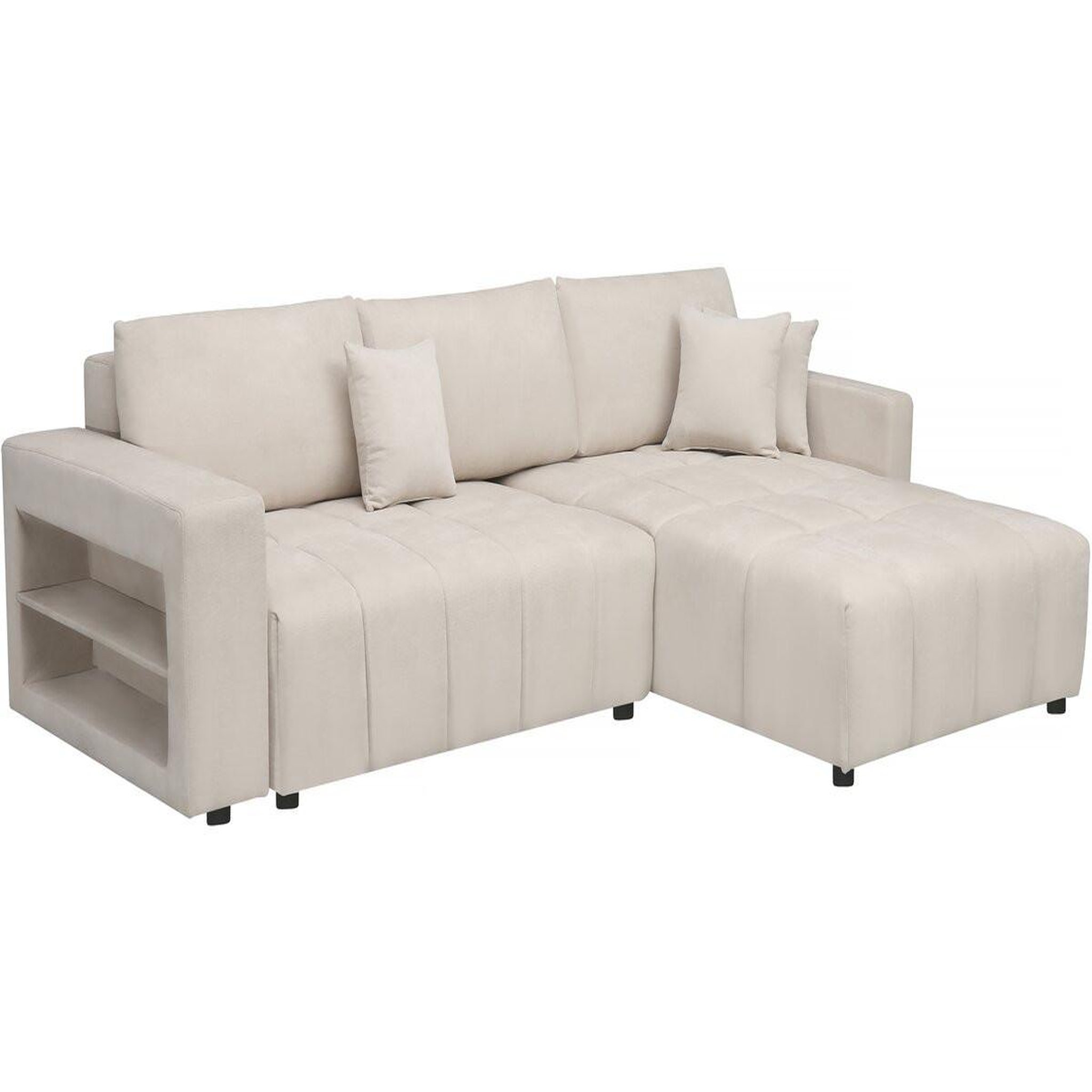 Habitat et Jardin Canapé d'angle convertible tissu chenille 3 places -  trocadero  - crème