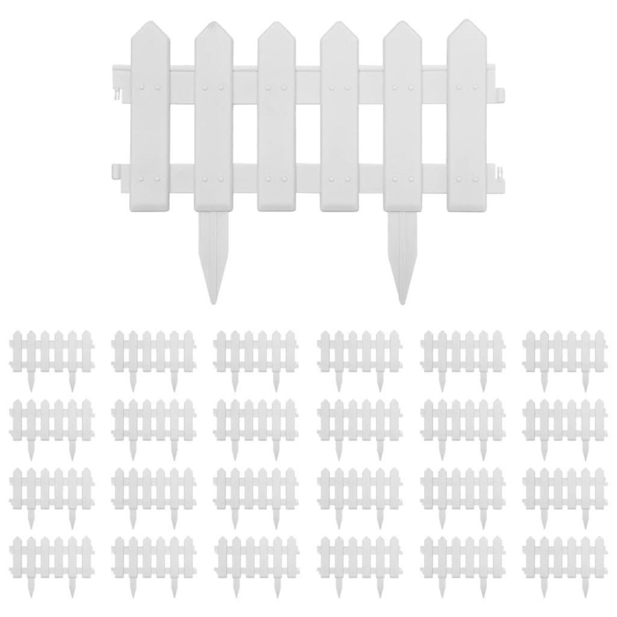 VIDAXL Bordures de pelouse 25 pcs Blanc 10 m PP