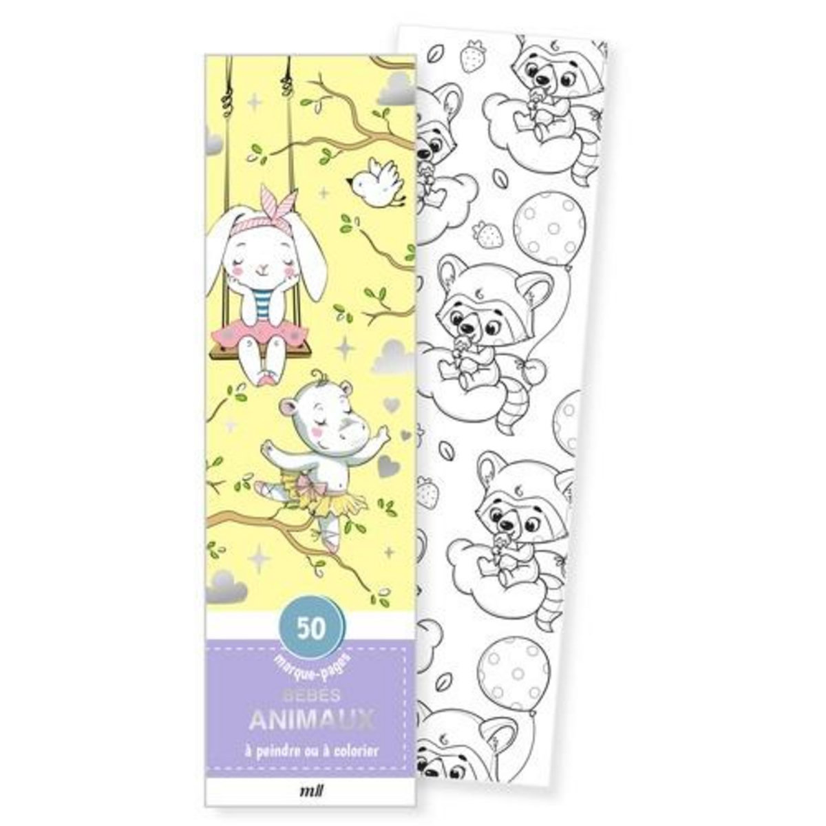 BEBES ANIMAUX. 50 MARQUE-PAGES A PEINDRE OU A COLORIER, Merci les livres