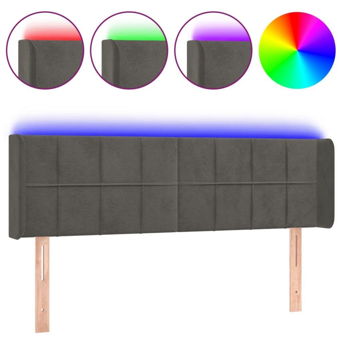 VIDAXL Tete de lit a LED Gris fonce 147x16x78/88 cm Velours