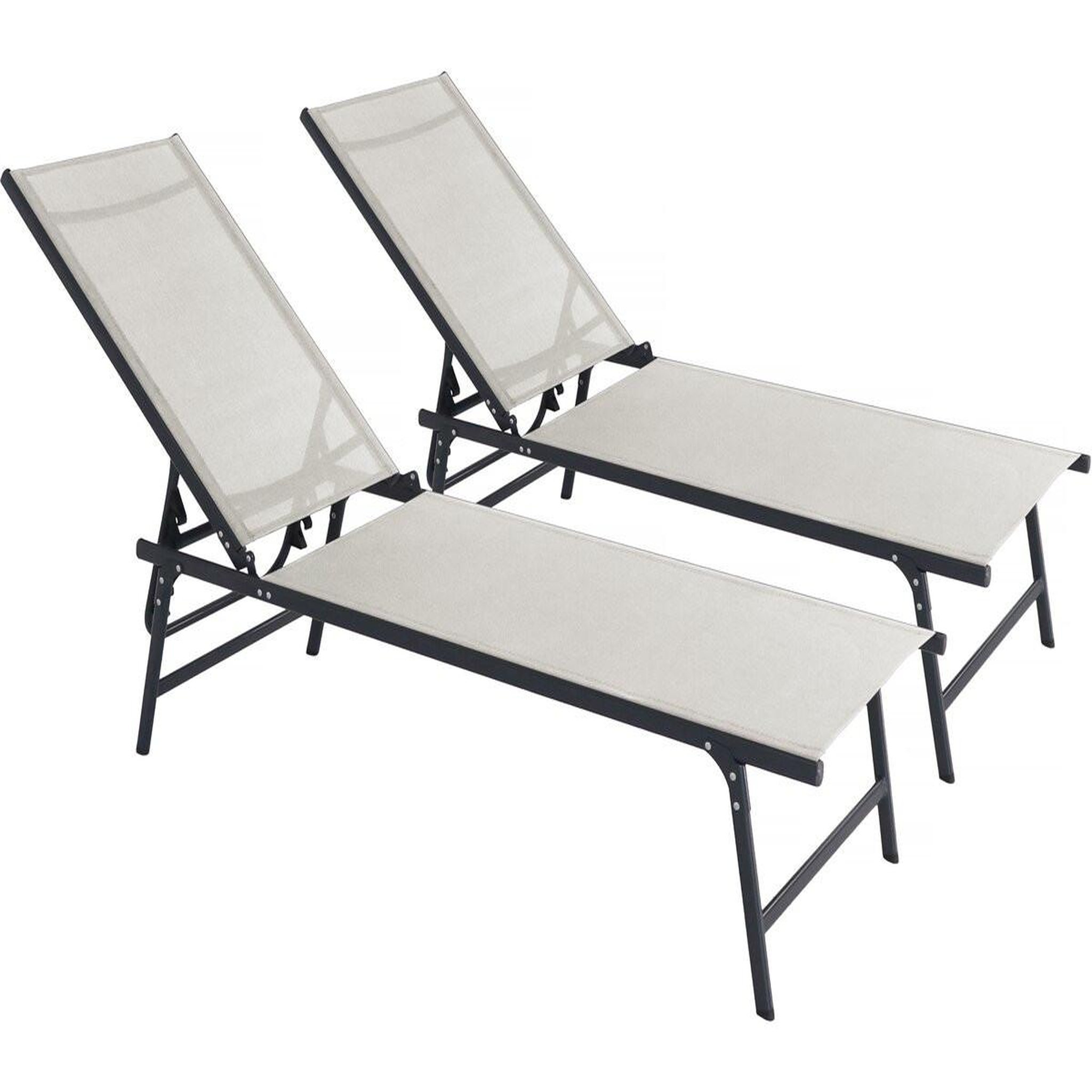 Habitat et Jardin Lot de 2 bains de soleil en métal  sublima  - 180 x 54 x 104 cm - beige