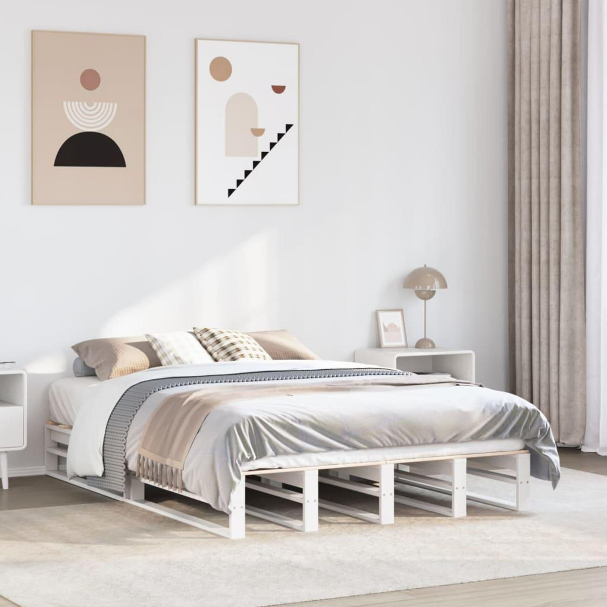 VIDAXL Cadre de lit sans matelas blanc 160x200 cm bois de pin massif