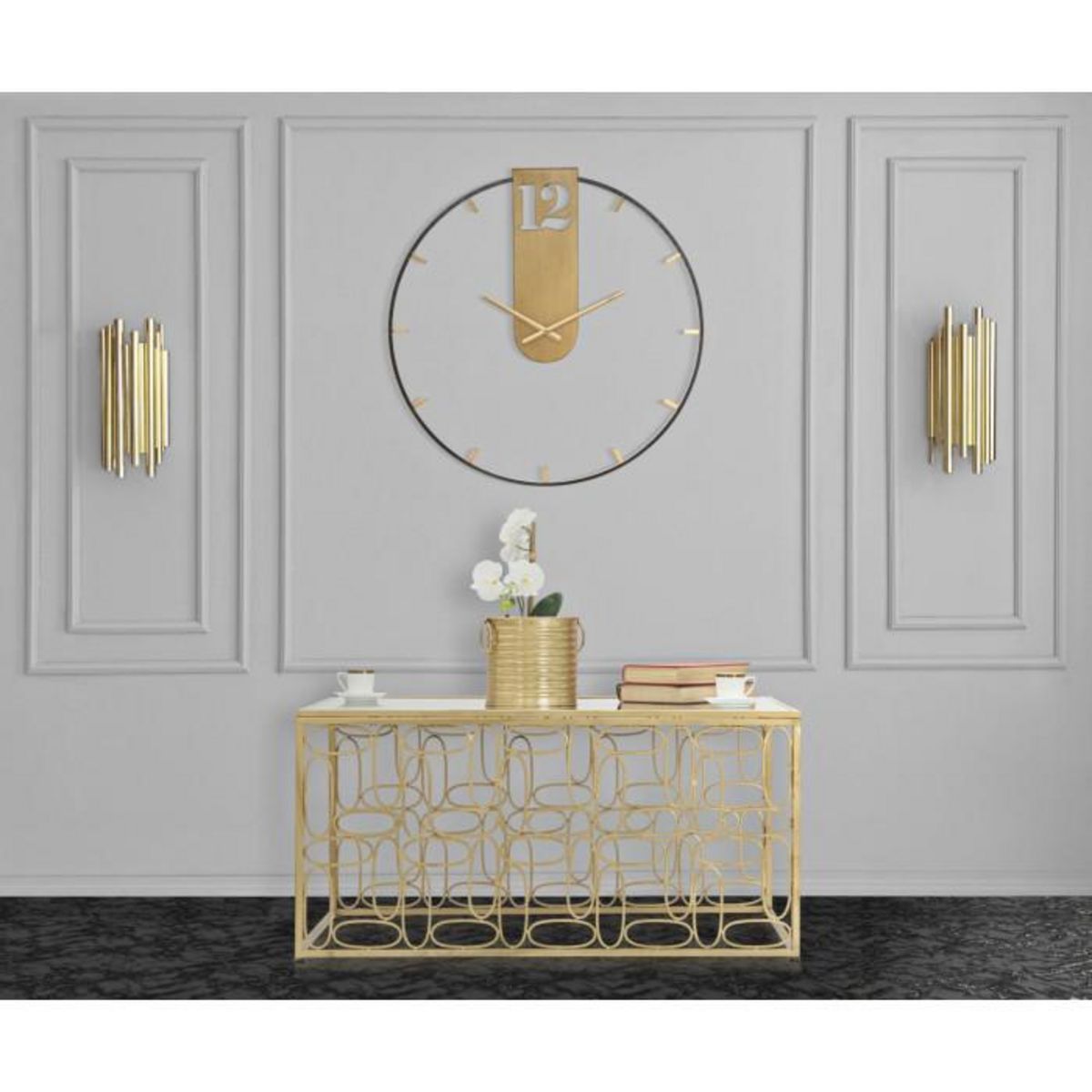 Paris Prix Horloge Murale en Métal  Goldy  60cm Or