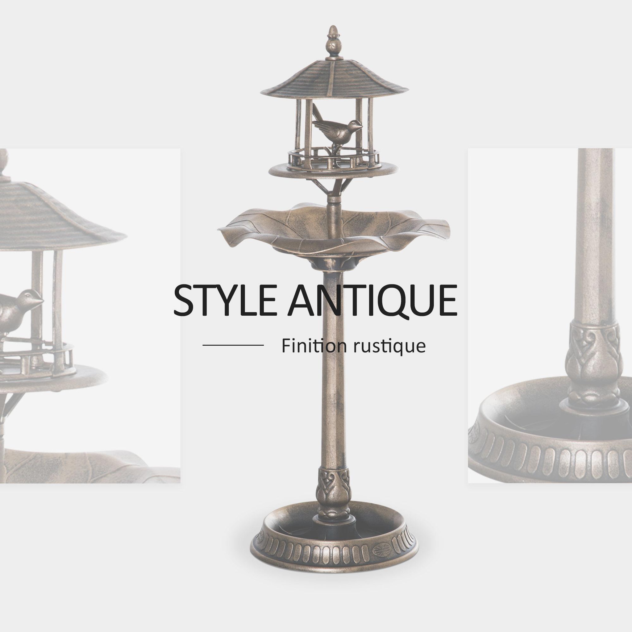 Voir la diapositive 5 : OUTSUNNY Bain d'oiseaux abreuvoir pour oiseaux jardinière 3 en 1 dim. Ø 50 x 113H cm polypropylène bronze antique