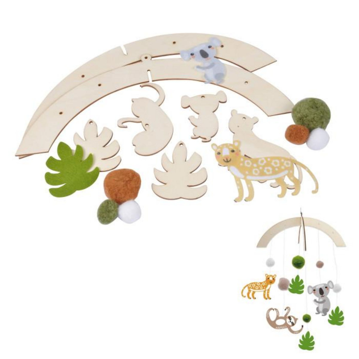 Paris Prix Kit Mobile Enfant Bois  Hello Jungle  27cm Naturel