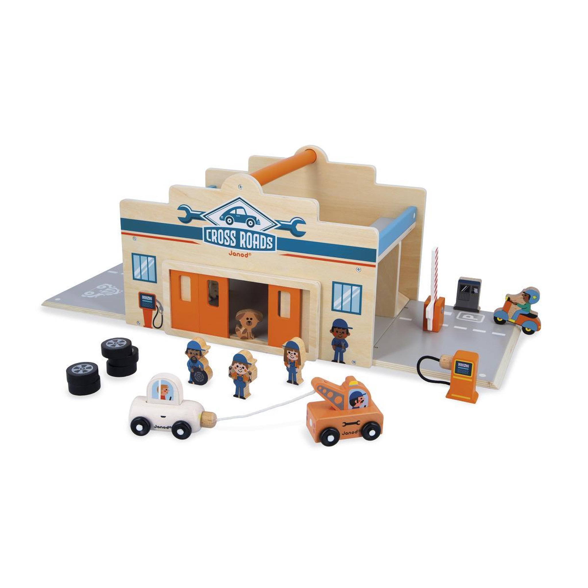 Juratoys-Janod Mon Premier Garage Voitures en Bois Cross Road