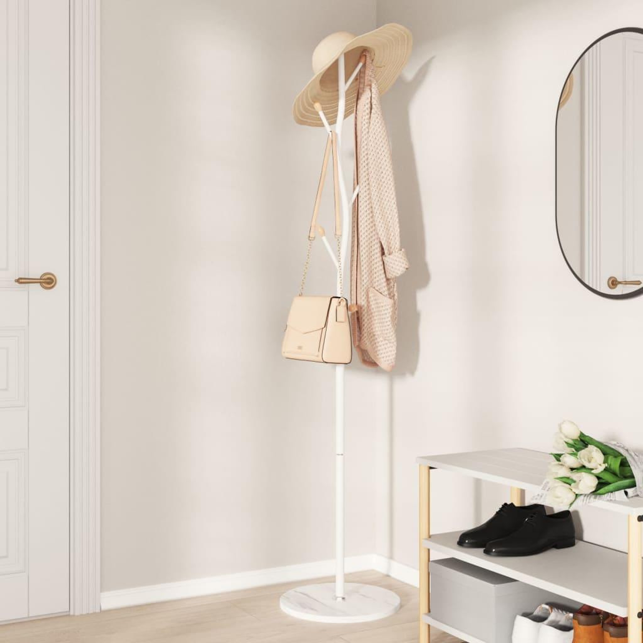 Voir la diapositive 3 : VIDAXL Porte-manteau blanc 177 cm fer enduit de poudre