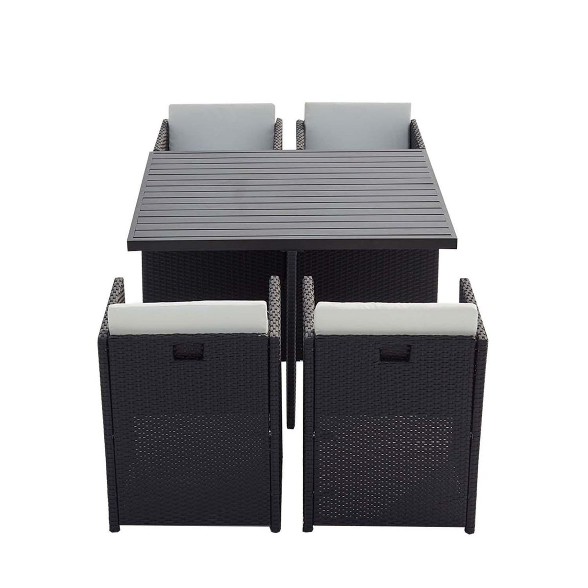 CONCEPT USINE Table et chaise 4 places encastrables alu résine gris-blanc SUNSET