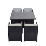 CONCEPT USINE Table et chaise 4 places encastrables alu résine gris-blanc SUNSET