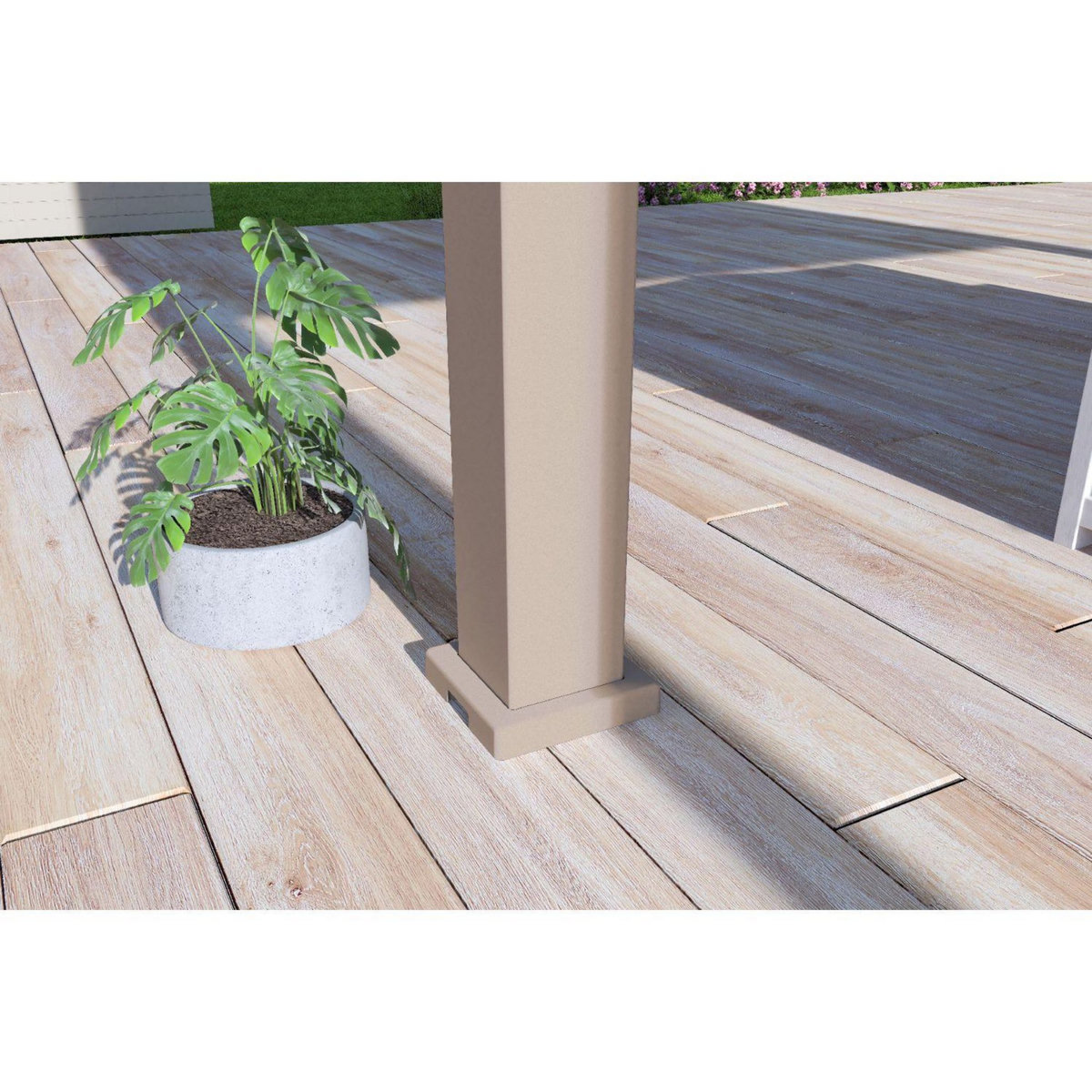 Pergola Bioclimatique autoportée 3X4 m - Aluminium - Beige agate/blanc -  VS OmBREA®