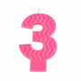 Voir la diapositive 1 : Paris Prix Bougie d'Anniversaire en Cire d'Abeille  Chiffre 3  8cm Rose