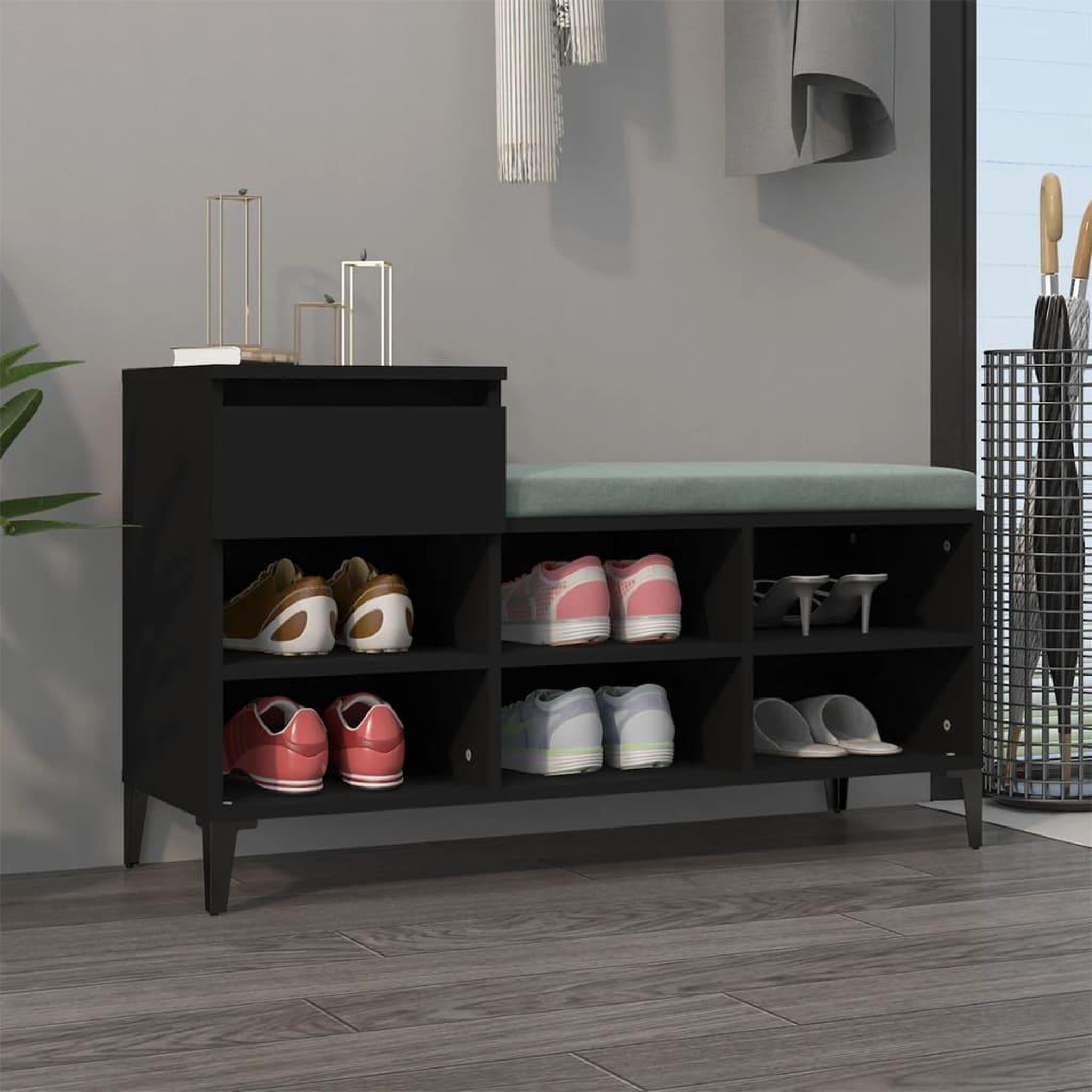 Voir la diapositive 1 : VIDAXL Armoire a chaussures Noir 102x36x60 cm Bois d'ingenierie