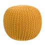 Voir la diapositive 1 : Rendez vous déco Pouf tricot rond en coton jaune moutarde D40 cm - Elisa