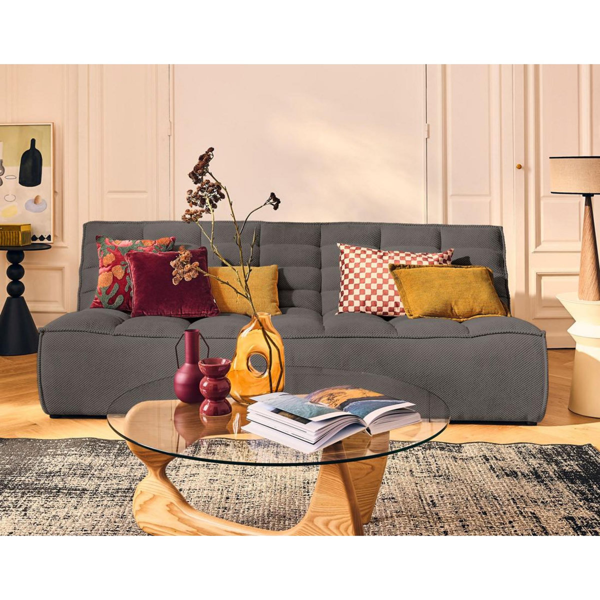 LISA DESIGN Ellie - canapé 3 places en velours texturé