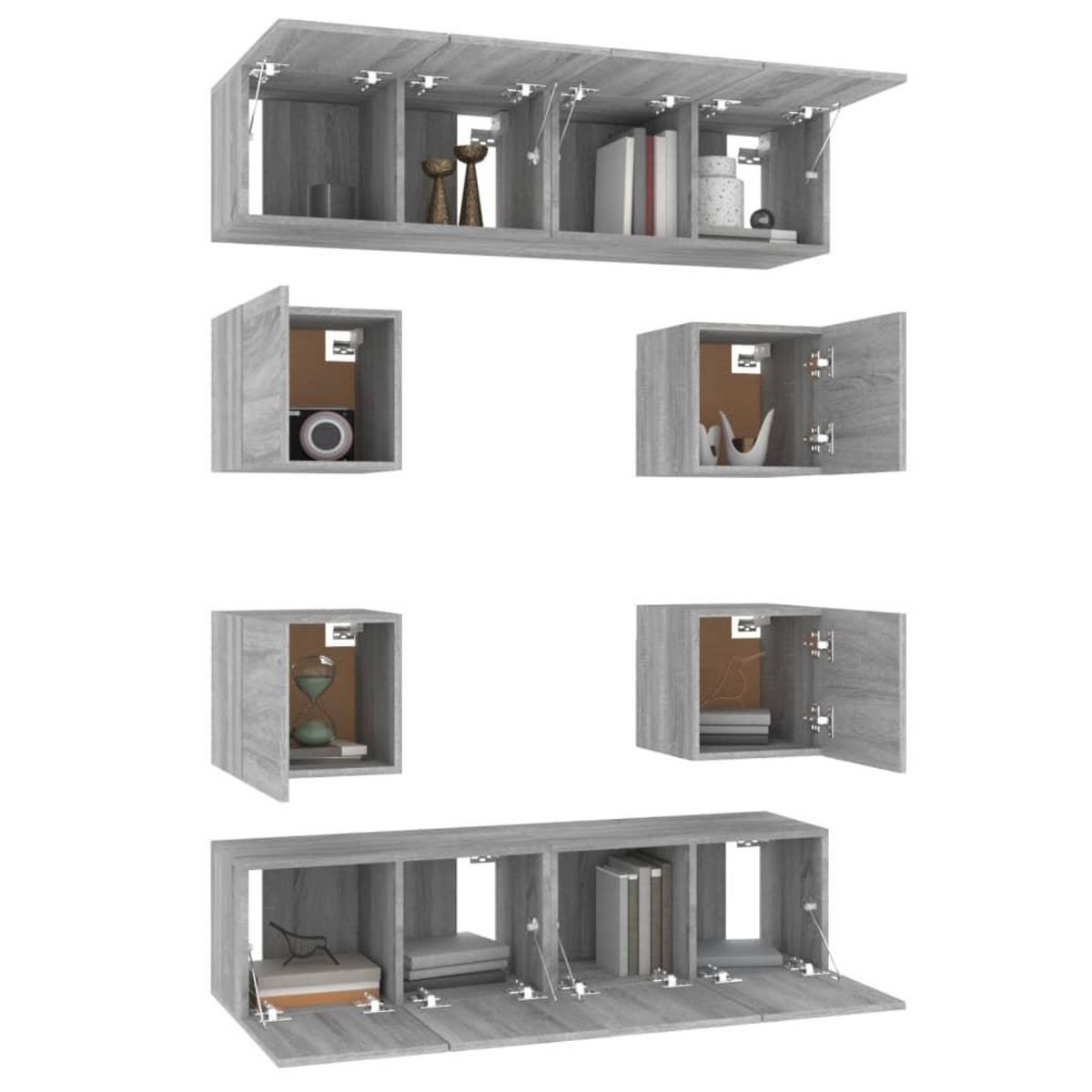 VIDAXL Ensemble de meubles TV 8 pcs Sonoma gris Bois d'ingenierie
