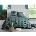 ATELIER DU COTON Parure housse de couette 100% coton 57fils triska. Coloris disponibles : Multicolore
