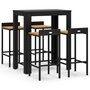 Voir la diapositive 2 : VIDAXL Ensemble de bar jardin 5 pcs noir poly rotin/bois massif acacia