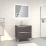  Pack Meuble de salle de bain 80x50 cm Graphite + vasque Argent + miroir LED 80x70