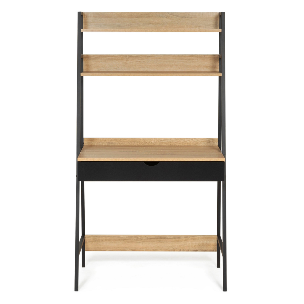 ID MARKET Bureau étagère 1 tiroir noir BOSTON design industriel