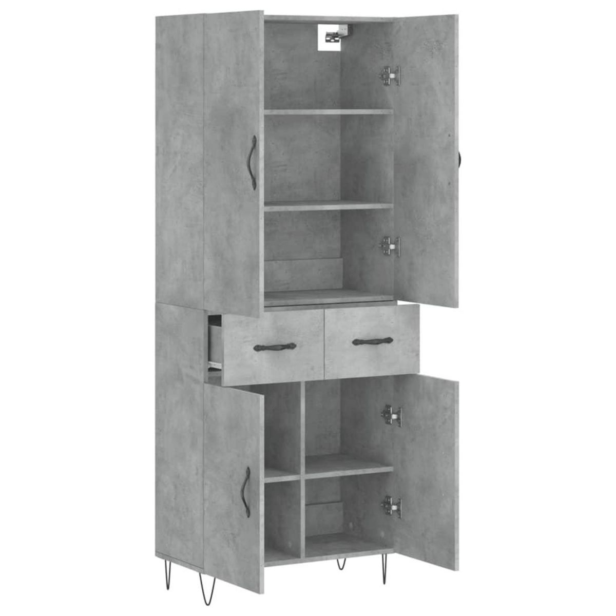 VIDAXL Buffet haut Gris beton 69,5x34x180 cm Bois d'ingenierie
