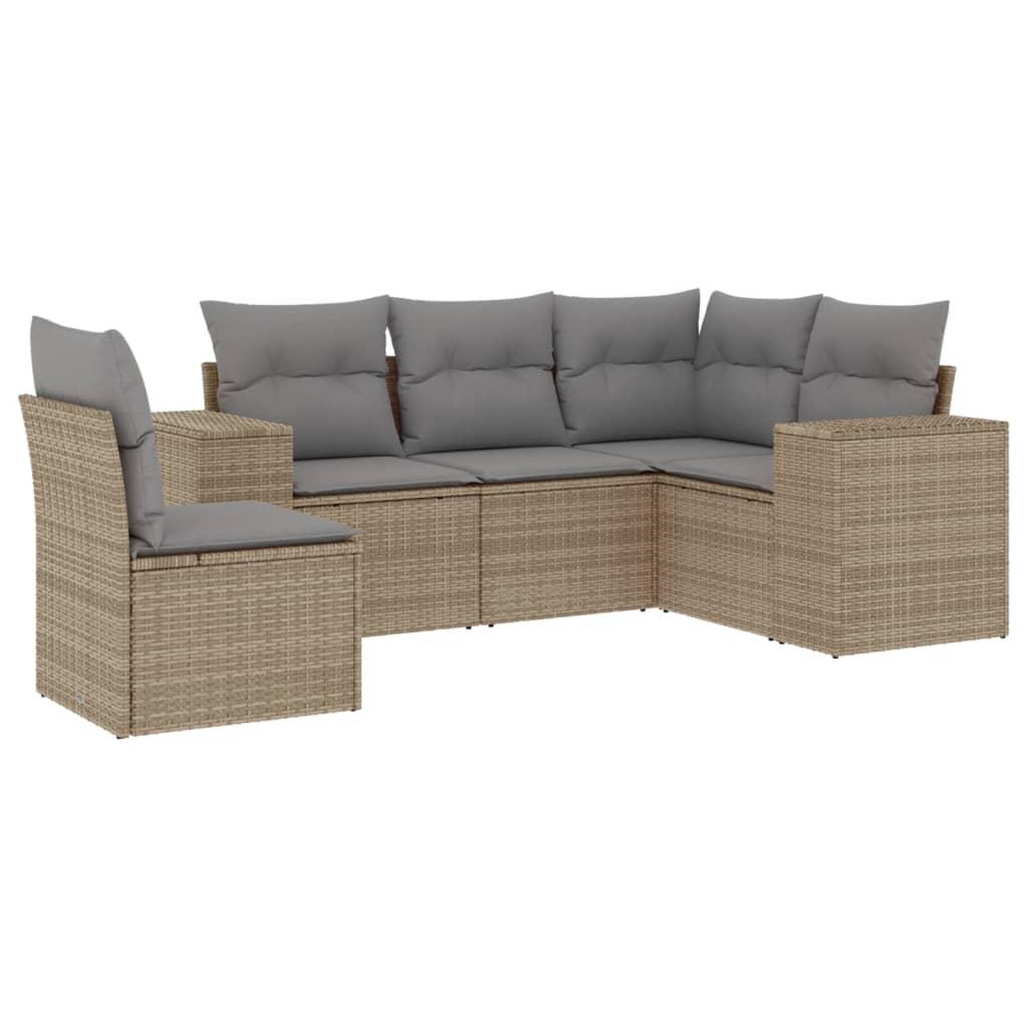 Voir la diapositive 2 : VIDAXL Salon de jardin avec coussins 5 pcs beige resine tressee