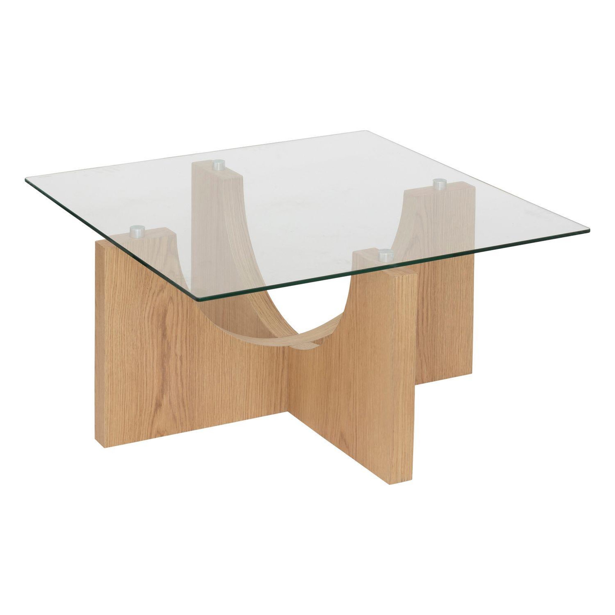 ATMOSPHERA Table basse carrée en bois et verre etini - beige