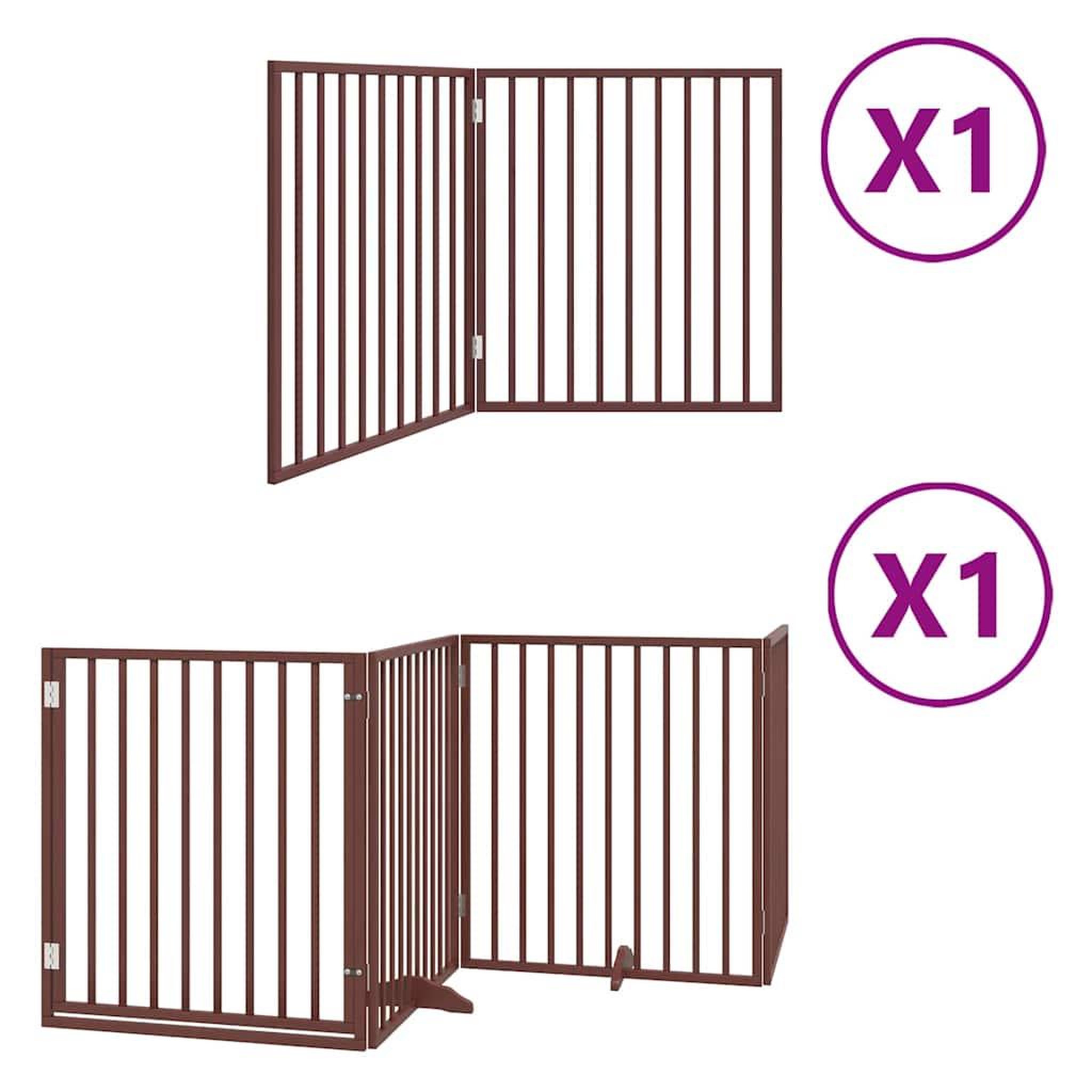Voir la diapositive 2 : VIDAXL Barriere pour chien avec porte pliable 6 panneaux bois peuplier