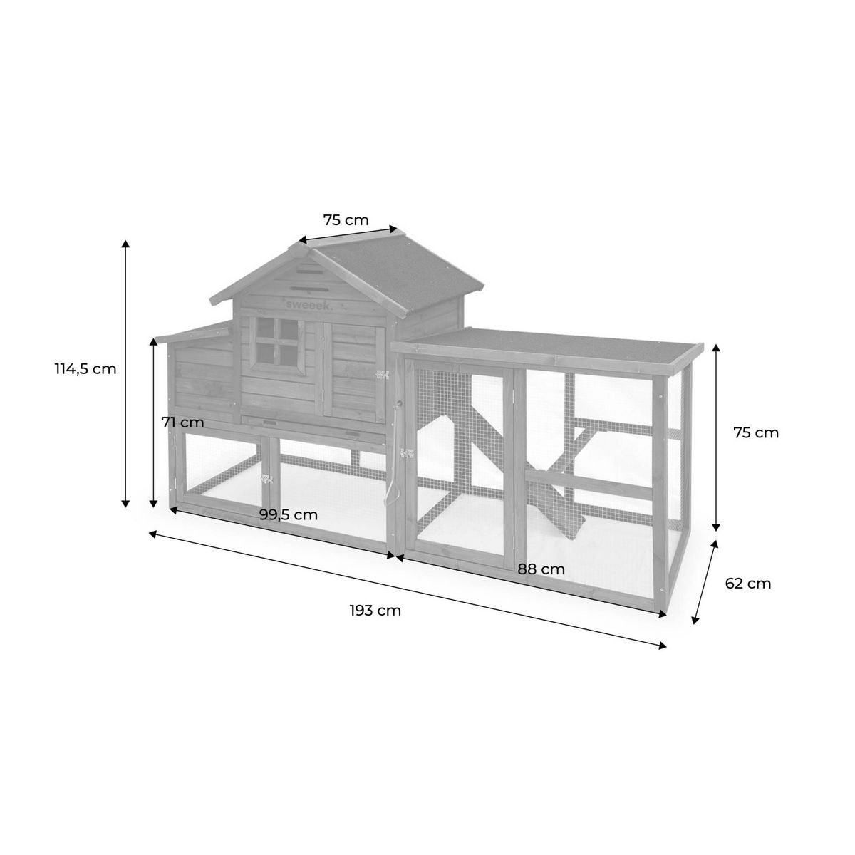 SWEEEK Poulailler en bois GELINE. 4 poules. cage à poule avec enclos