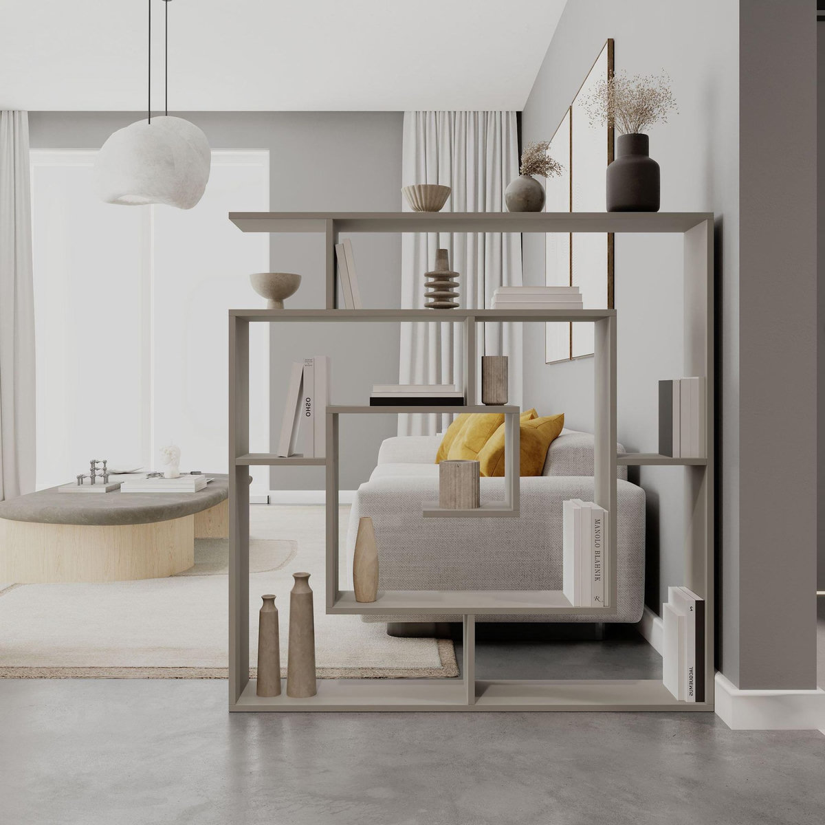 Habitat et Jardin Bibliothèque en bois  Labirent  - 125 x 22 x 129 cm - Grès